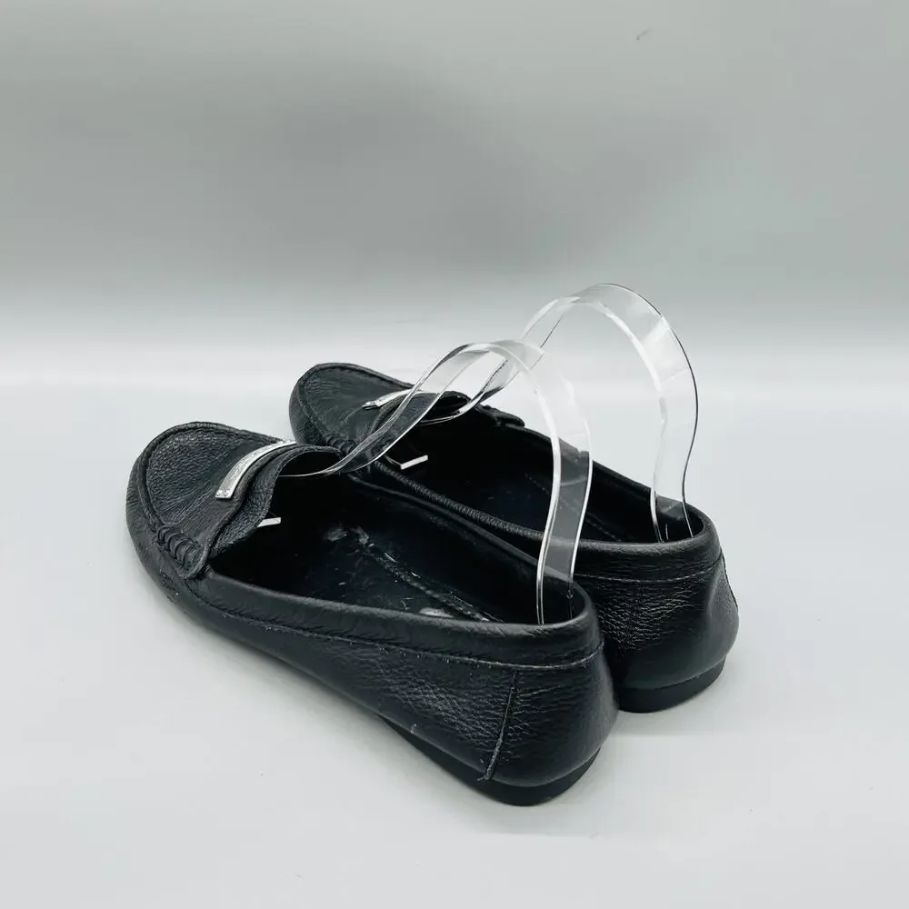 Coach Shoes Womens 8.5 Black Leather Fredrica Driving Loafer Flats Slip On Logo
